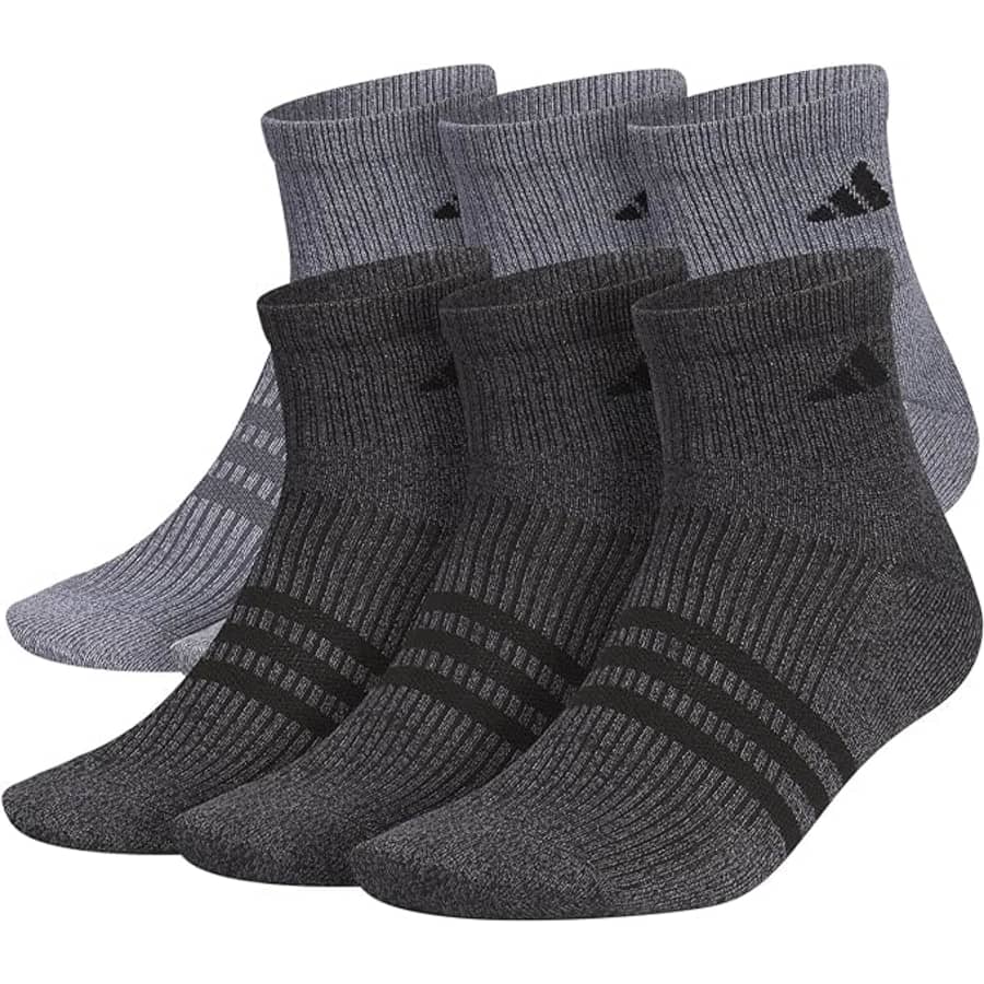 adidas Men's Superlite 3.0 Quarter Sock 6-Pair Pack for $15