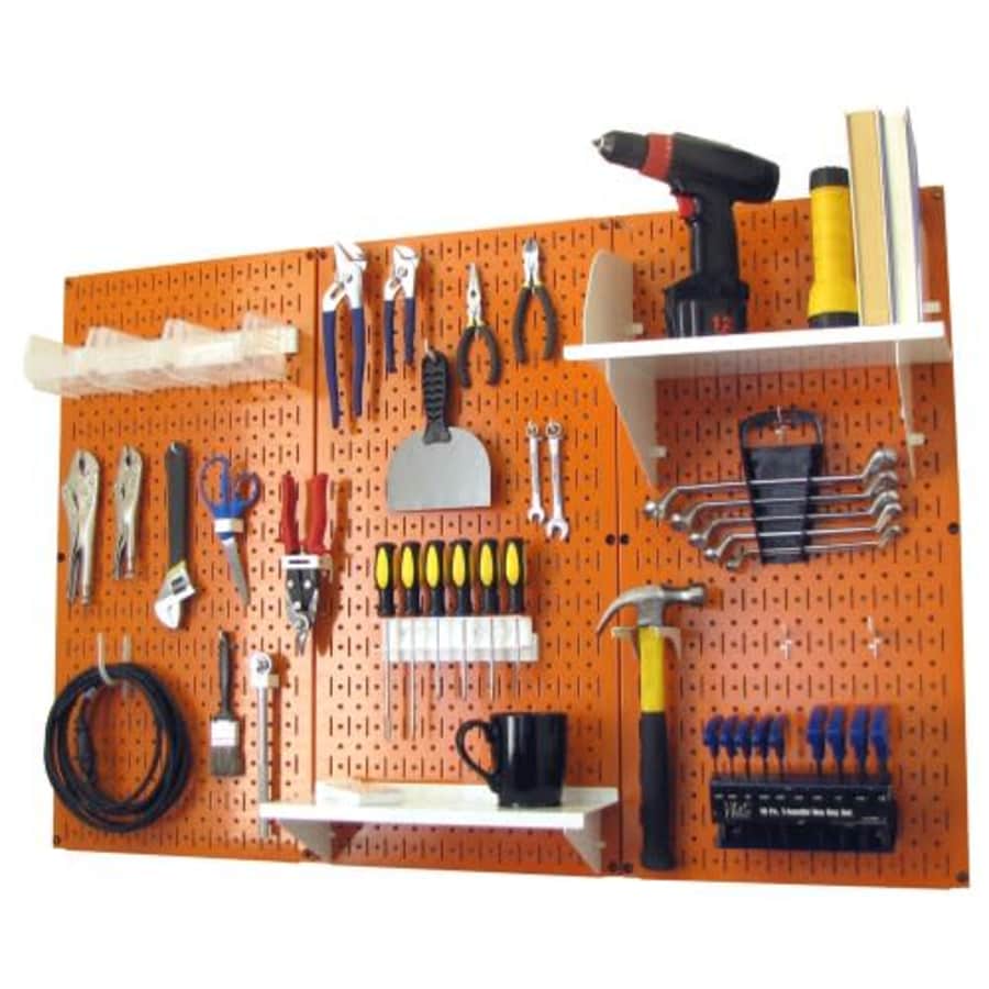 Pegboard Organizer Wall Control 4 ft. Metal Pegboard Standard Tool Storage Kit with Orange for $148