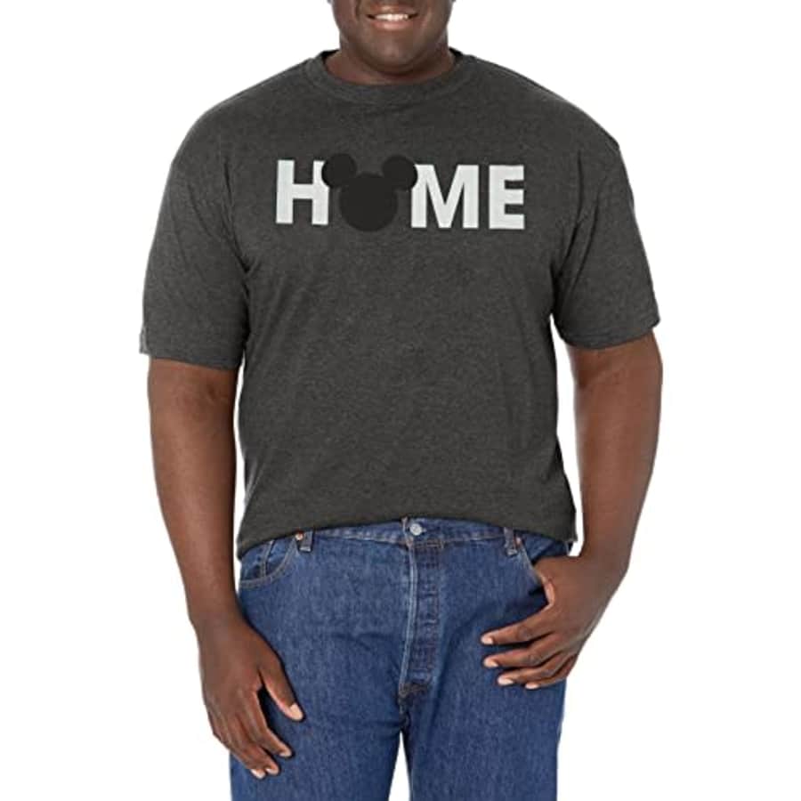Disney Big & Tall Classic Mickey Home Men's Tops Short Sleeve Tee Shirt, Charcoal Heather, Large for $21 Disney Big & Tall Classic Mickey Home Men's Tops Short Sleeve Tee Shirt, Charcoal Heather, Large for $21