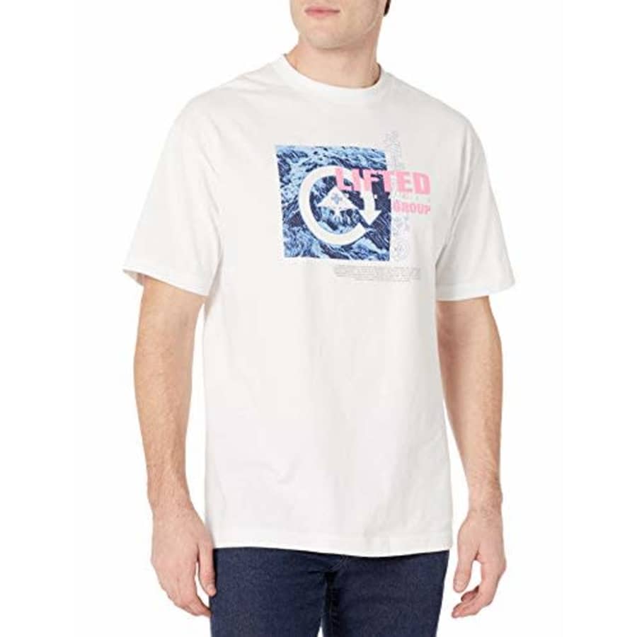 LRG Men's Short Sleeve Logo Design T-Shirt, Cliff Cycle White, L for $21