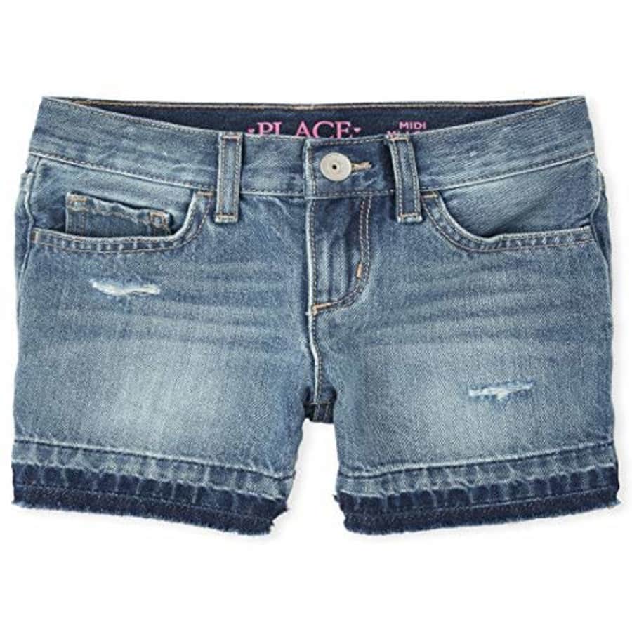 The Children's Place Girls' Destroyed Denim Shorts, Twyla WASH, 8 for $17