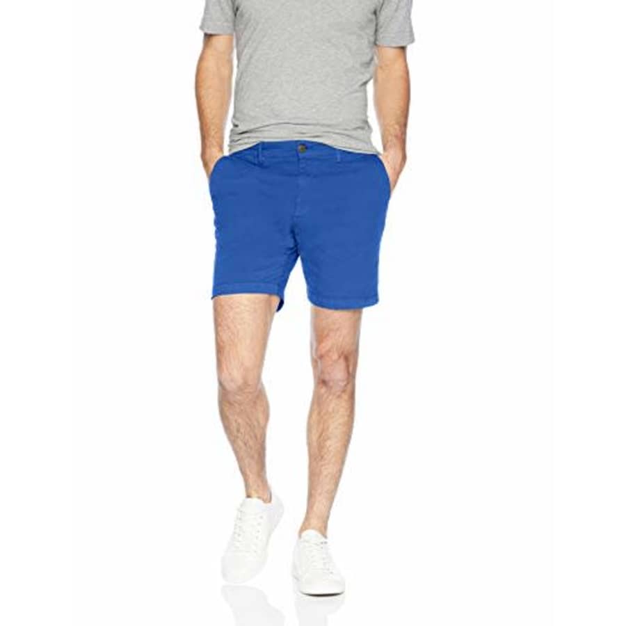 Goodthreads Men's 7" Inseam Flat-Front Stretch Chino Shorts, -bright blue, 32 for $25