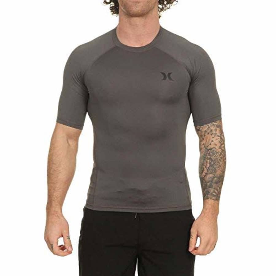 Hurley Men's Short Sleeve Pro Light Quick Dry Sun Protection Rashguard Shirt, Iron Grey, M for $9 Hurley Men's Short Sleeve Pro Light Quick Dry Sun Protection Rashguard Shirt, Iron Grey, M for $9