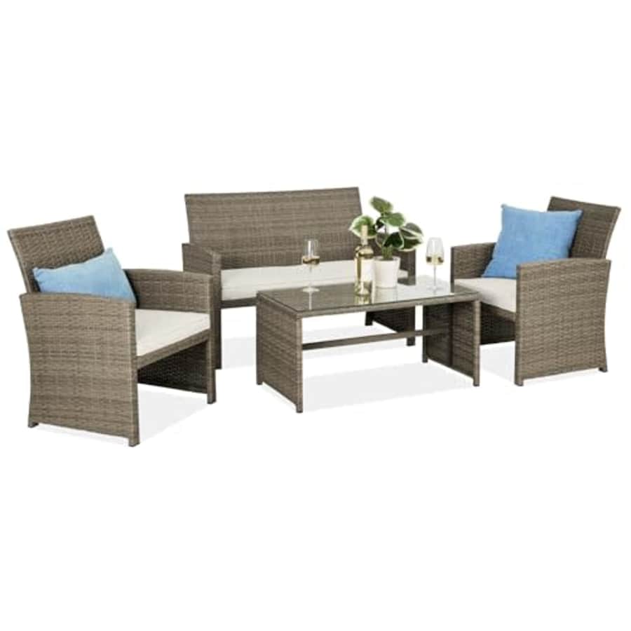 Best Choice Products 4-Piece Outdoor Wicker Patio Conversation Furniture Set for Backyard w/Coffee for $180