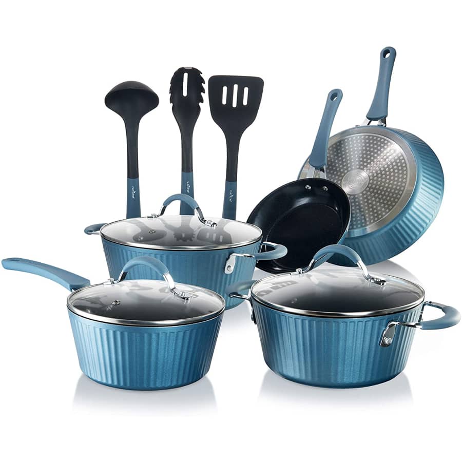 NutriChef 11-Piece Ceramic Cookware Set for $84