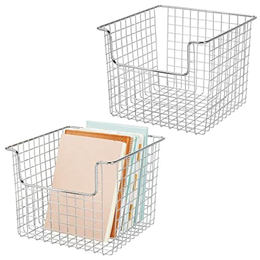 mDesign Metal Wire Household Storage Basket Organizer with Front Dip Opening for Organizing Cube for $19