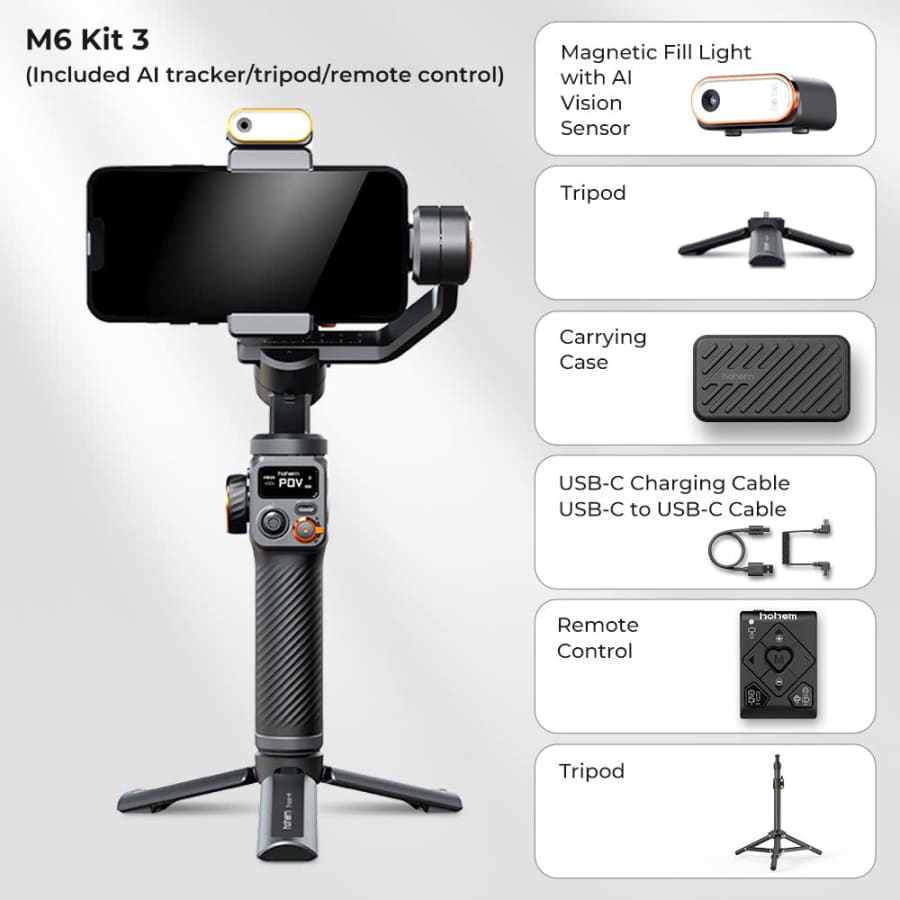 Hohem iSteady M6 Kit Gimbal Stabilizer Kit with AI Magnetic Tracking for $167 Hohem iSteady M6 Kit Gimbal Stabilizer Kit with AI Magnetic Tracking for $167