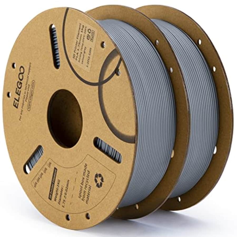ELEGOO PLA Filament 1.75mm Gray 2KG, 3D Printer Filament Dimensional Accuracy +/- 0.02mm, 2 Pack for $29 ELEGOO PLA Filament 1.75mm Gray 2KG, 3D Printer Filament Dimensional Accuracy +/- 0.02mm, 2 Pack for $29