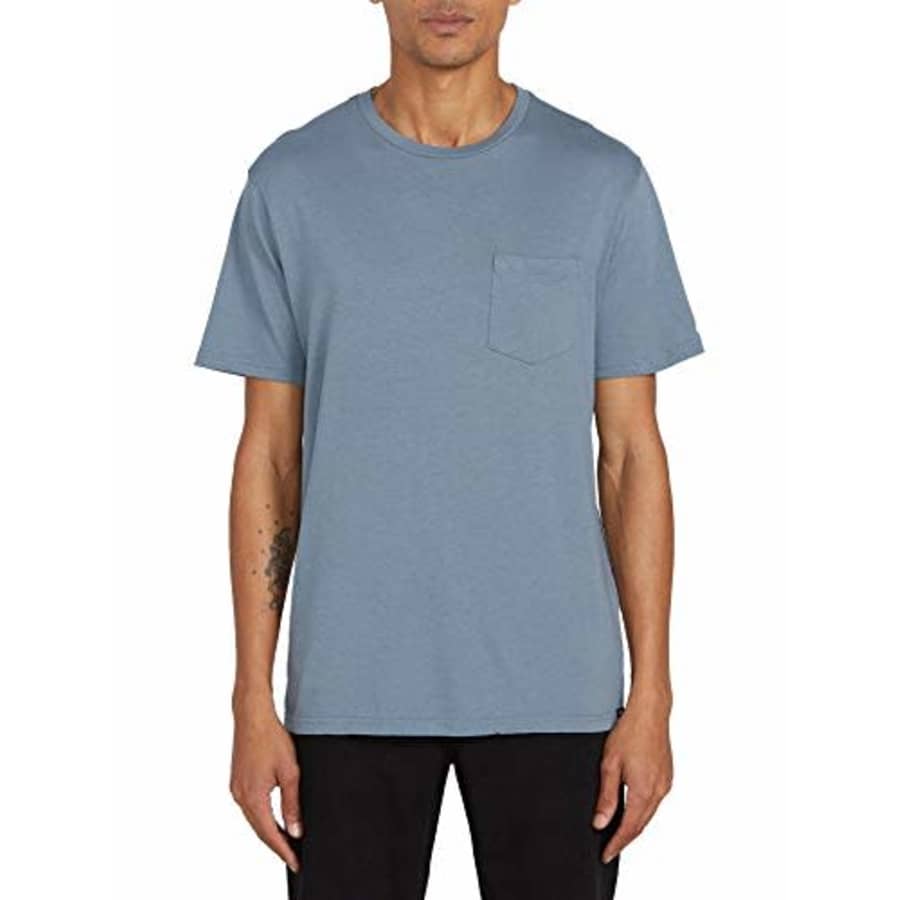 Volcom Men's Solid Short Sleeve Pocket Blank T-Shirt, Stormy Blue, Medium for $28