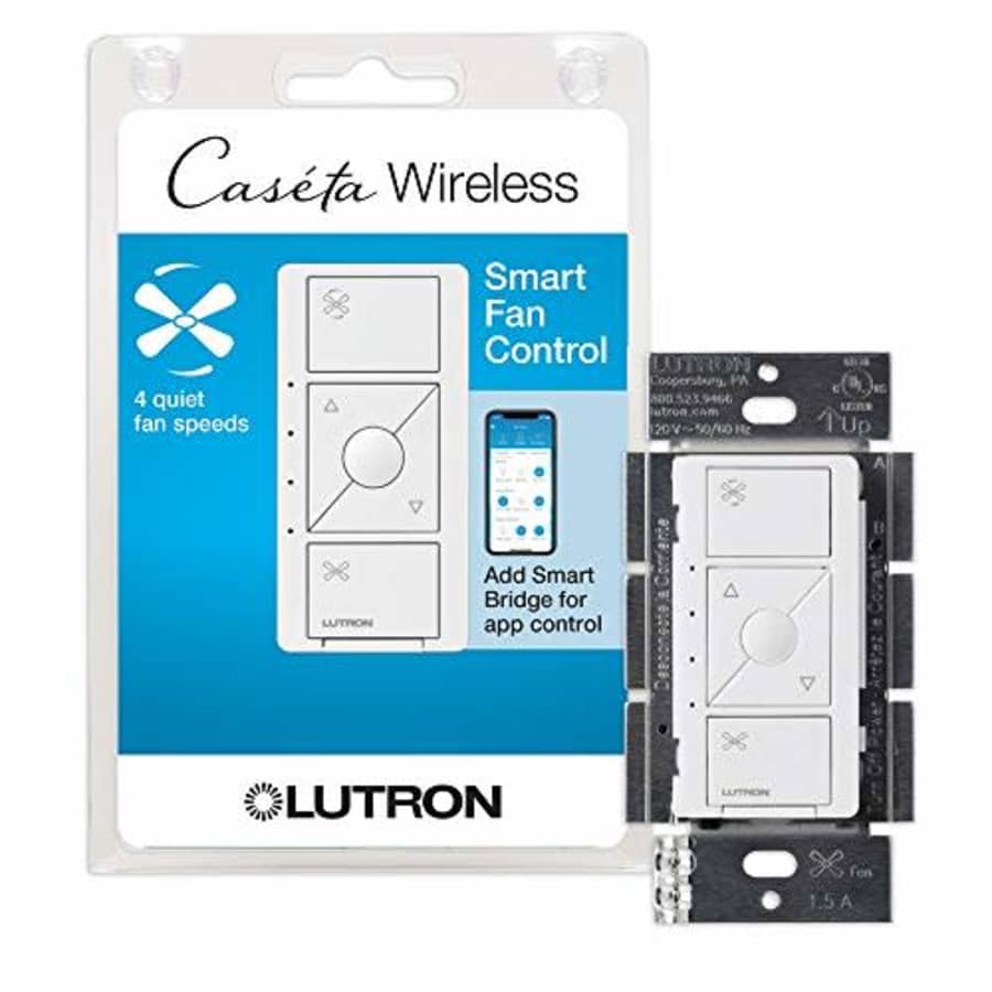 Lutron Casta Wireless Smart Fan Speed Control Switch, Single-Pole, PD-FSQN-WH, White for $65 Lutron Casta Wireless Smart Fan Speed Control Switch, Single-Pole, PD-FSQN-WH, White for $65