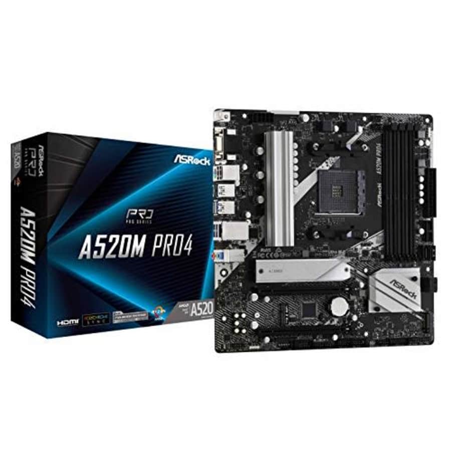 ASRock A520M Pro4 AMD Ryzen 3000/4000 Series (Soket AM4) Compatible with A520 Chipset, Micro ATX for $78