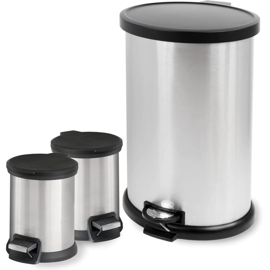 Mainstays 3-Piece Stainless Steel Trash Can Set for $20