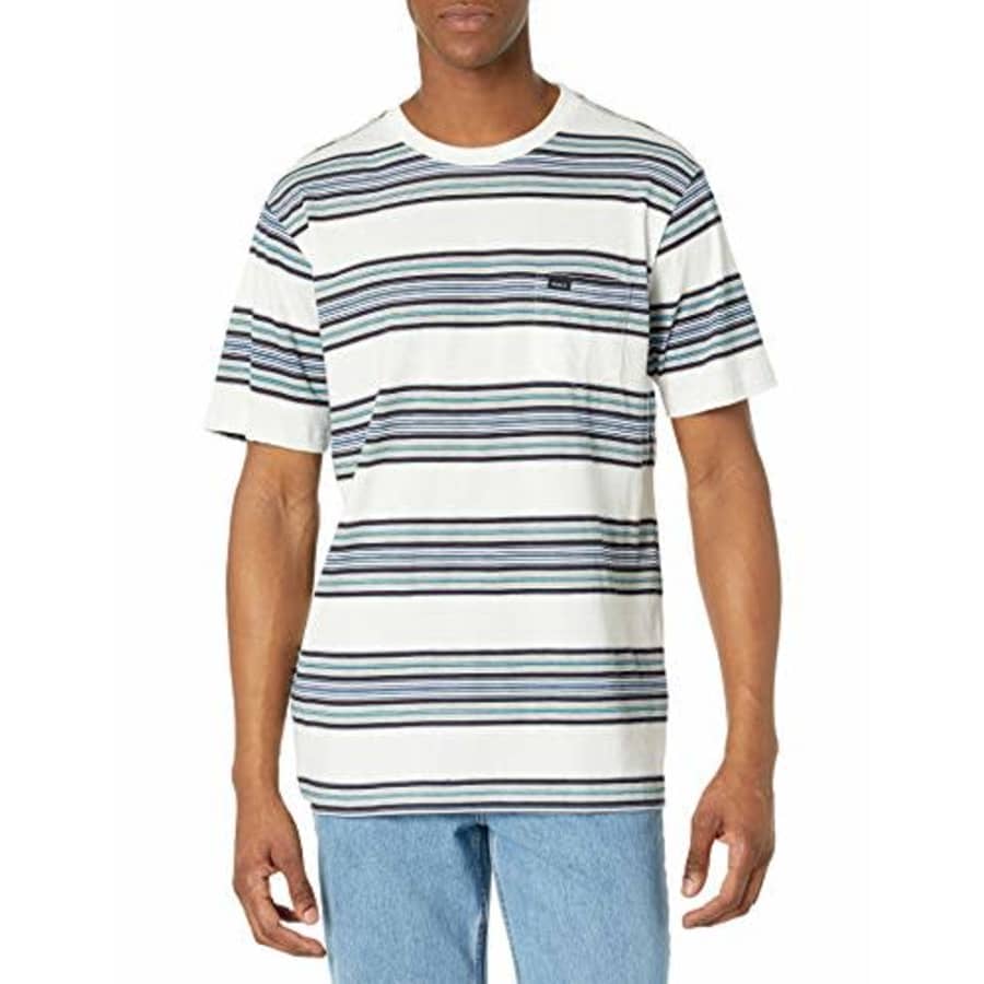 RVCA Men's TAKE Stripe Short Sleeve Crew Neck Pocket T-Shirt, Antique White, S for $26 RVCA Men's TAKE Stripe Short Sleeve Crew Neck Pocket T-Shirt, Antique White, S for $26