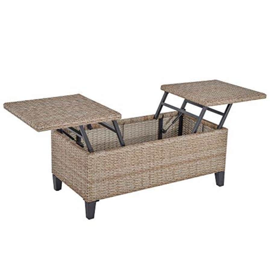 Outsunny Rattan Wicker Coffee Side Table with Double Lift Top Design, Large Storage Space, for $225