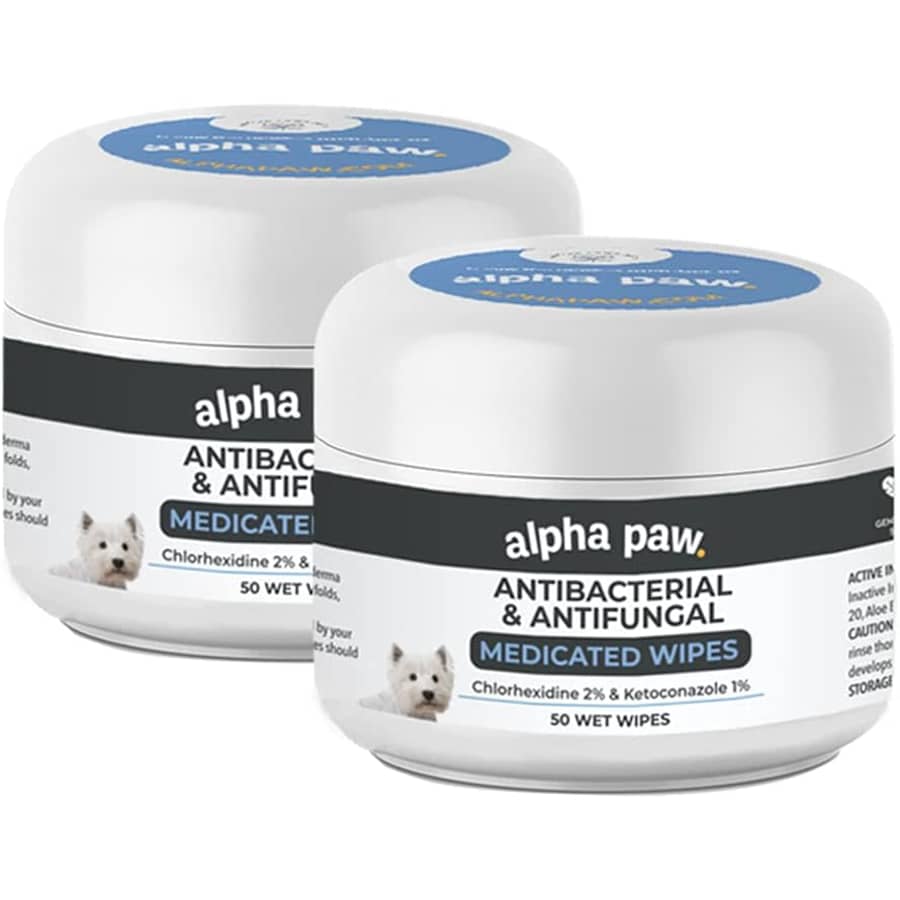 Alpha Paw 50-Count Antibacterial & Antifungal Medicated Pet Wet Wipes 2-Pack for $14 via Sub. & Save