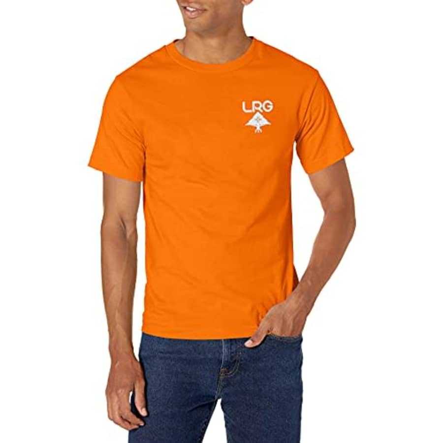 LRG Lifted Research Group Men's Graphic Design T-Shirt, Orange Logo Plus, 2XL for $19