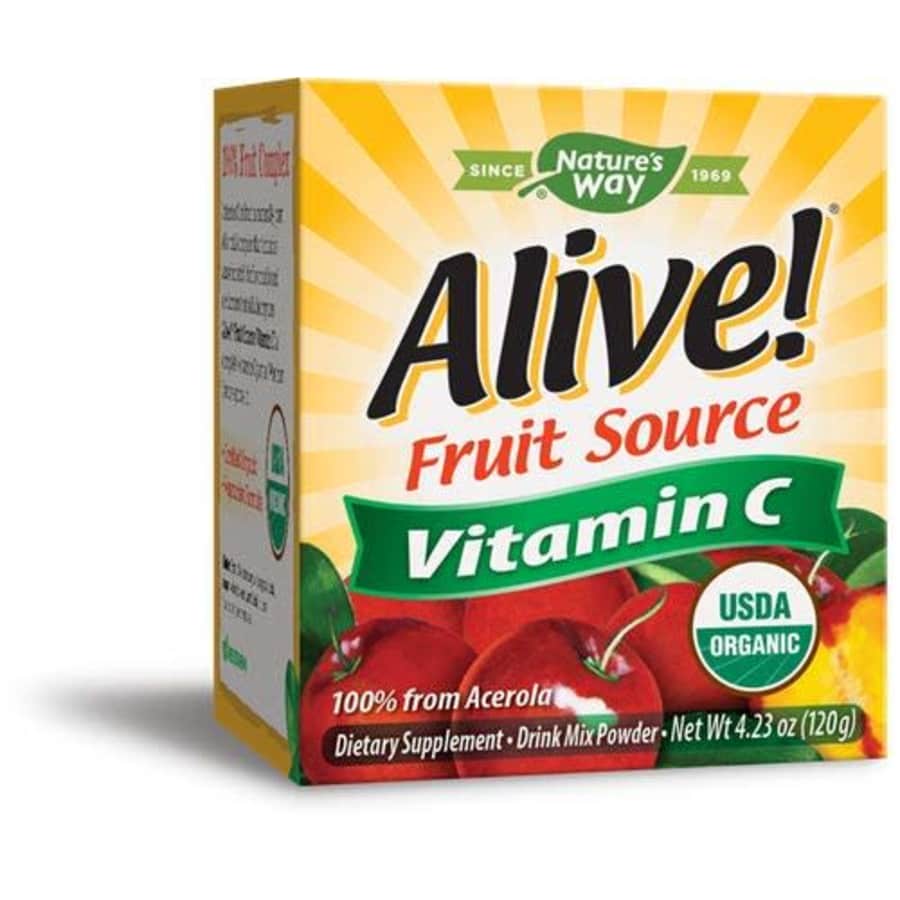 Nature's Way Alive! Vitamin C Powder, USDA Organic, 100% from Acerola, Kiwi, Lycium (Goji) Amla, for $21
