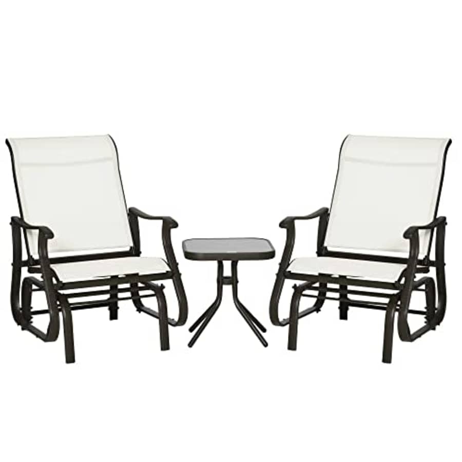 Outsunny 3-Piece Outdoor Gliders Set Bistro Set with Steel Frame, Tempered Glass Top Table for for $185
