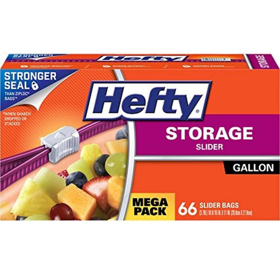 Hefty 1-Gallon Slider Storage Bags 66-Count for $8