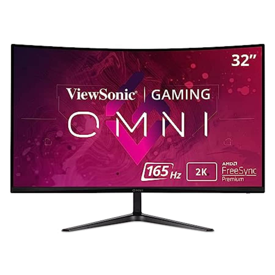 ViewSonic Omni VX3218C-2K 32 Inch Curved 1ms 1440p 165hz Gaming Monitor with FreeSync Premium, Eye for $220