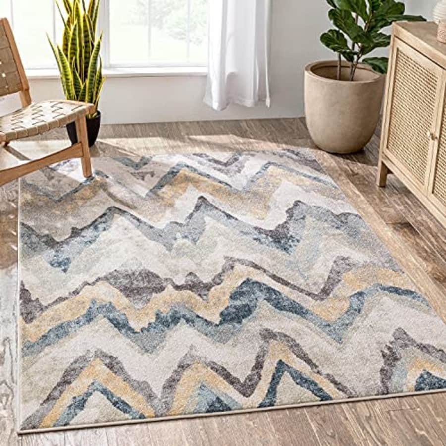 Well Woven Paige Bohemian Vintage Beige Yellow & Blue Tribal Geometric Zig-Zag Pattern Area Rug 5x7 for $119 Well Woven Paige Bohemian Vintage Beige Yellow & Blue Tribal Geometric Zig-Zag Pattern Area Rug 5x7 for $119