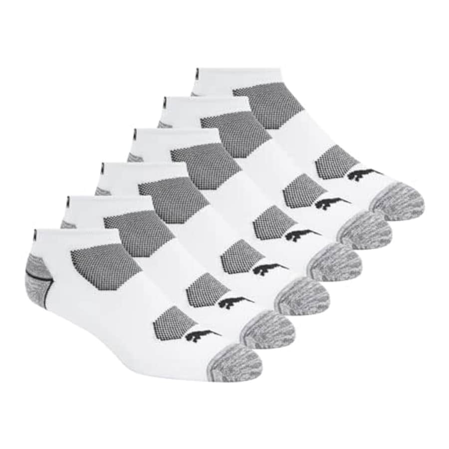 PUMA Mens 6 Pack Low Cut Socks, White Traditional, 10-13 for $9