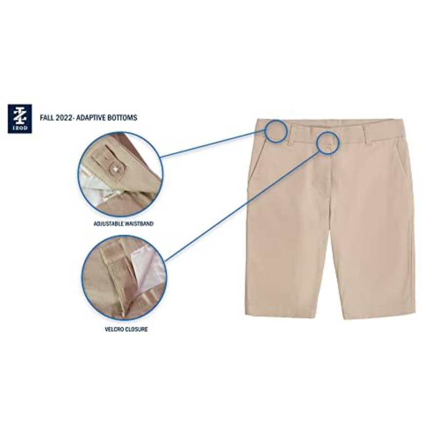 IZOD Girls' School Uniform Adaptive Bermuda Short with Adjustable Waistband and Velcro Closure, for $14