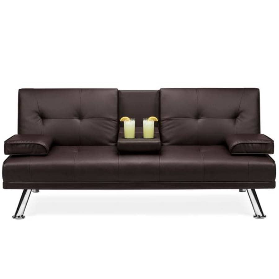 Best Choice Faux Leather Upholstered Convertible Sofa Bed Futon for $180