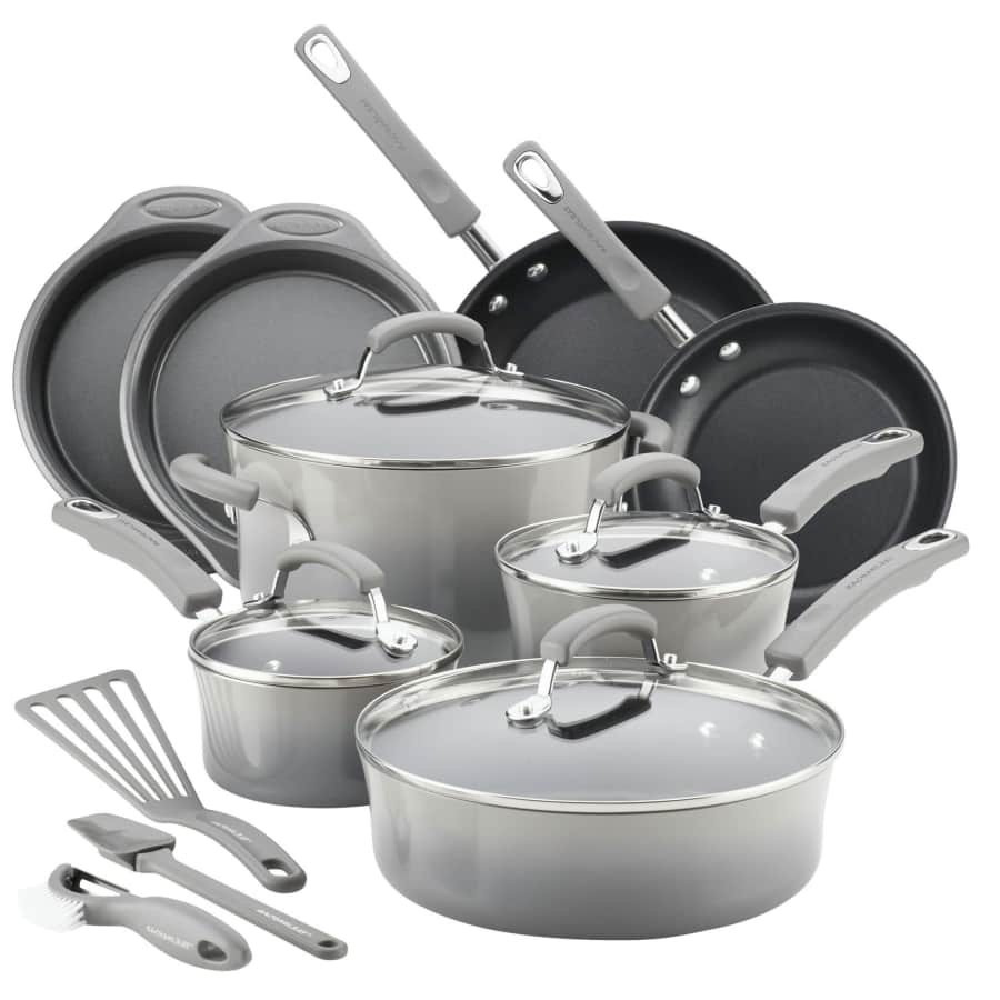 Rachael Ray 15-Piece Hard Enamel Aluminum Nonstick Cookware Set for $79 Rachael Ray 15-Piece Hard Enamel Aluminum Nonstick Cookware Set for $79