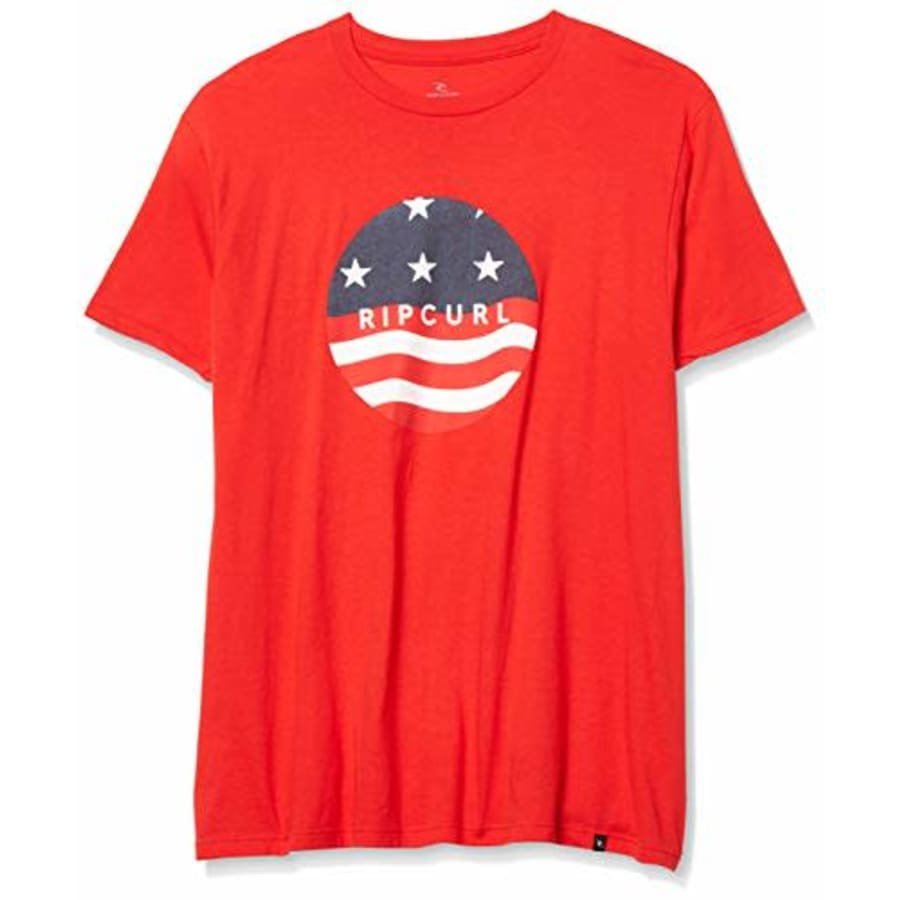 Rip Curl Men's Big Boys' Freedom Flag Premium TEE Shirt, Red, M for $10