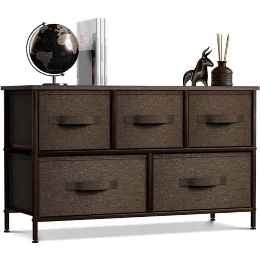Sorbus Dresser with 5 Drawers - Storage Chest Organizer Unit with Steel Frame, Wood Top, Easy Pull for $57