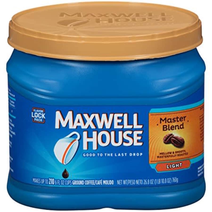 Maxwell House Master Blend Light Roast Ground Coffee (26.8 oz Canister) for $14 Maxwell House Master Blend Light Roast Ground Coffee (26.8 oz Canister) for $14