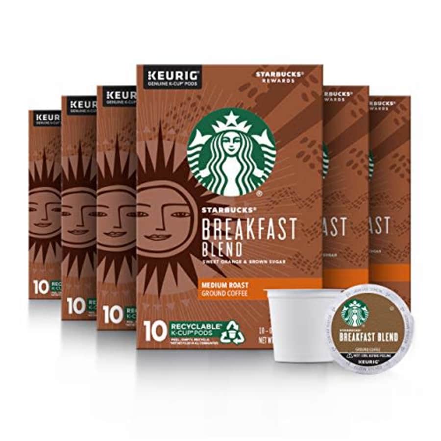 Starbucks Medium Roast K-Cup Coffee Pods Breakfast Blend for Keurig Brewers 6 boxes (60 pods total) for $46