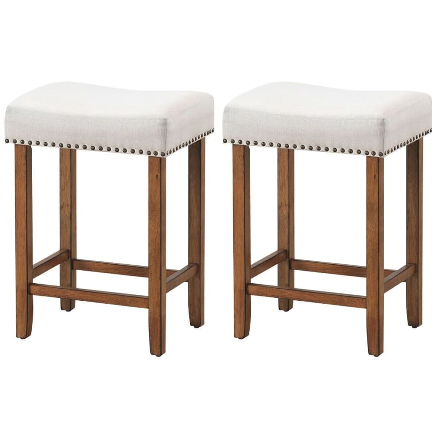 Costway Nailhead Saddle Bar Stool 2-Pack for $85