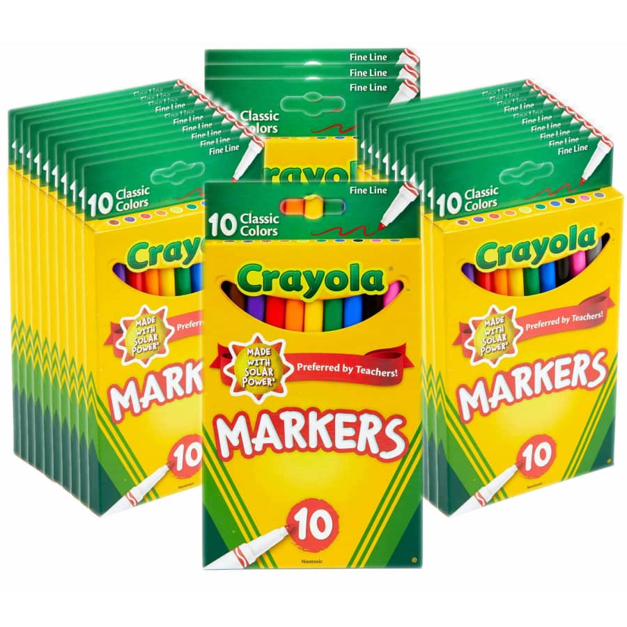 Crayola Classic Fine Line Markers 10-Count 24-Pack (240 markers) for $35 for members Crayola Classic Fine Line Markers 10-Count 24-Pack (240 markers) for $35 for members