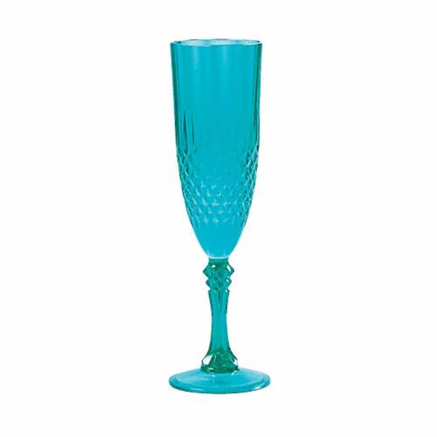 Fun Express Teal Patterned Champagne Flutes - Set of 12 Plastic Glasses, Holds 8 oz - Wedding and Party Supplies for $11 Fun Express Teal Patterned Champagne Flutes - Set of 12 Plastic Glasses, Holds 8 oz - Wedding and Party Supplies for $11