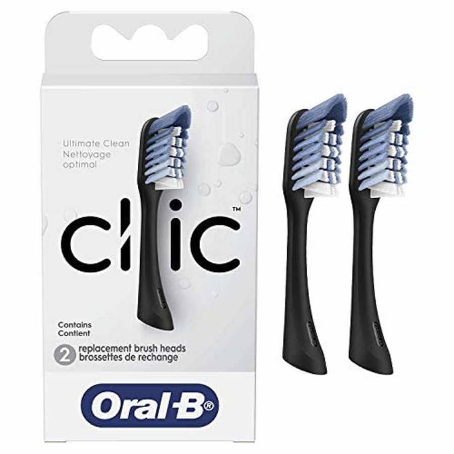 Oral-B Clic Toothbrush Replacement Brush Heads, Black, 2 Count for $19 Oral-B Clic Toothbrush Replacement Brush Heads, Black, 2 Count for $19