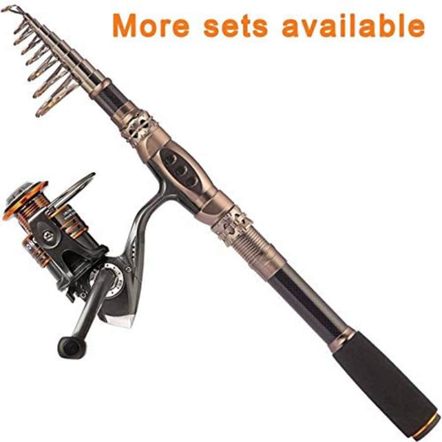 PLUSINNO Fishing Rod and Reel Combos Carbon Fiber Telescopic Fishing Rod with Reel Combo Sea for $36