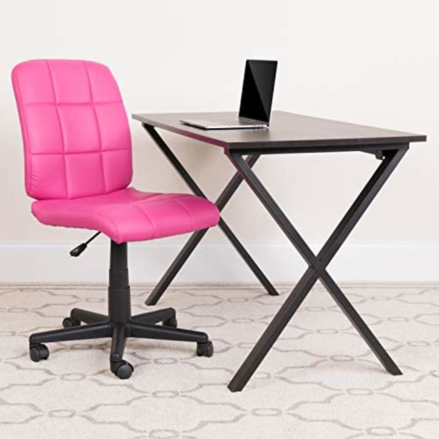 Flash Furniture Mid-Back Pink Quilted Vinyl Swivel Task Office Chair with Arms for $82 Flash Furniture Mid-Back Pink Quilted Vinyl Swivel Task Office Chair with Arms for $82
