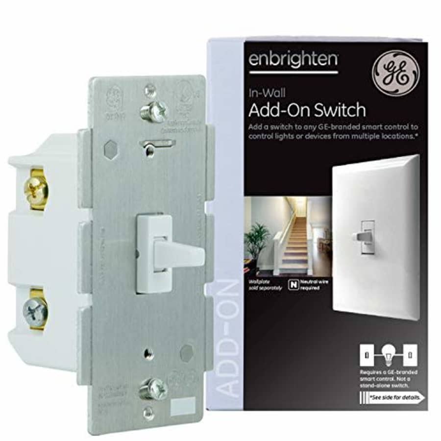 GE Enbrighten Add-On Switch for GE Z-Wave/GE Zigbee Smart Lighting Controls, Works with Alexa, for $18 GE Enbrighten Add-On Switch for GE Z-Wave/GE Zigbee Smart Lighting Controls, Works with Alexa, for $18