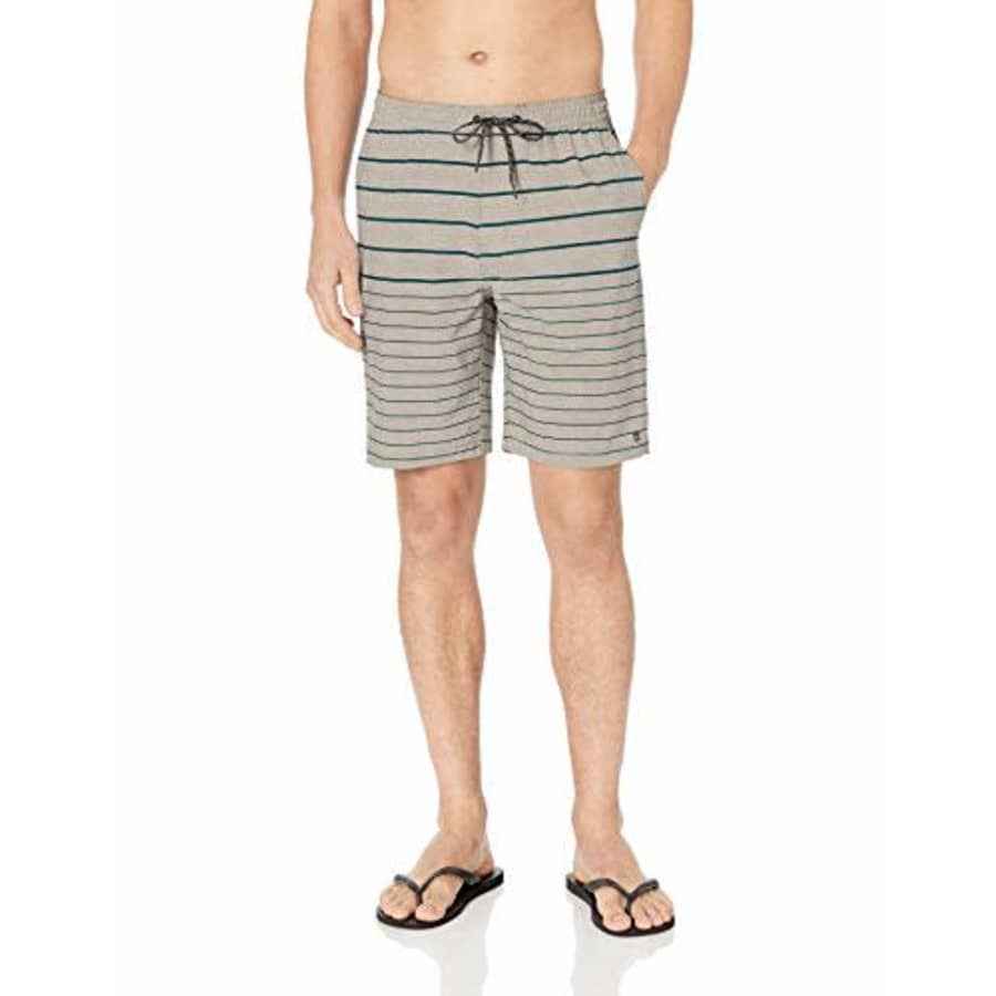 Quiksilver Waterman Men's SUVA Stripe Amphibian 20 Hybrid Shorts, Flint Gray, XL for $65