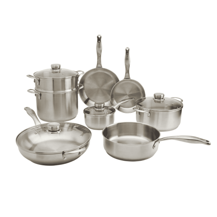 Frigidaire Ready Cook 12-Pc. Stainless Steel Cookware Set for $160 Frigidaire Ready Cook 12-Pc. Stainless Steel Cookware Set for $160