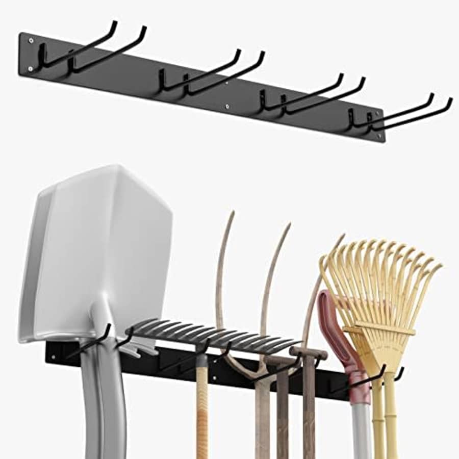 Goplus Garden Tool Organizer, Wall-Mounted Garage Tool Storage Rack with 8 Hooks, 36 Inch Yard Lawn for $27 Goplus Garden Tool Organizer, Wall-Mounted Garage Tool Storage Rack with 8 Hooks, 36 Inch Yard Lawn for $27