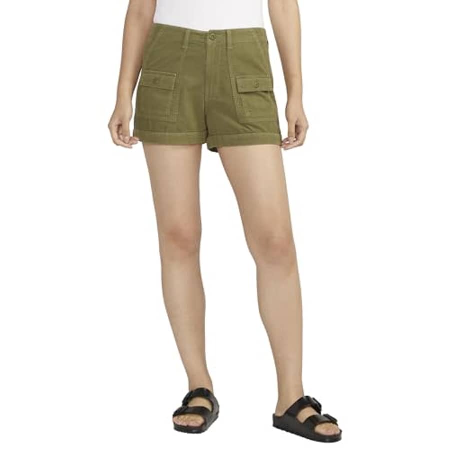 Silver Jeans Co. Women's High Rise Cargo Shorts, Green for $37 Silver Jeans Co. Women's High Rise Cargo Shorts, Green for $37