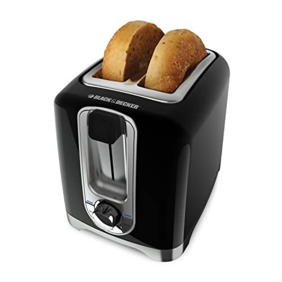 Black + Decker BLACK+DECKER 2-Slice Toaster, Square, Black with Chrome Accents, TR1256B for $43