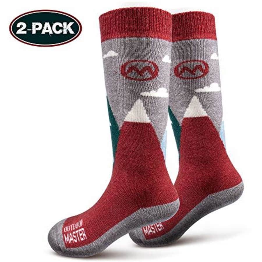 Outdoor Master OutdoorMaster Kids Ski Socks - Merino Wool Blend, OTC Design (XS, Red - 2) for $22 Outdoor Master OutdoorMaster Kids Ski Socks - Merino Wool Blend, OTC Design (XS, Red - 2) for $22