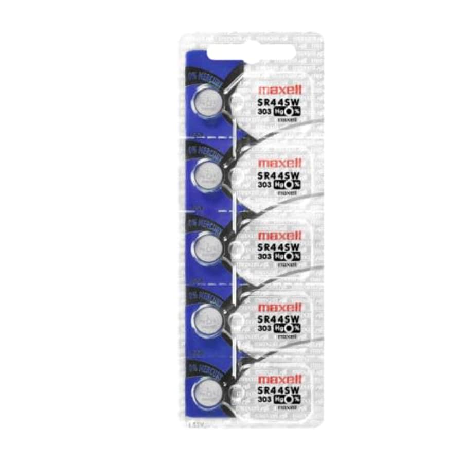 Maxell Watch Battery Button Cell SR44SW 303 Pack of 5 Batteries for $15