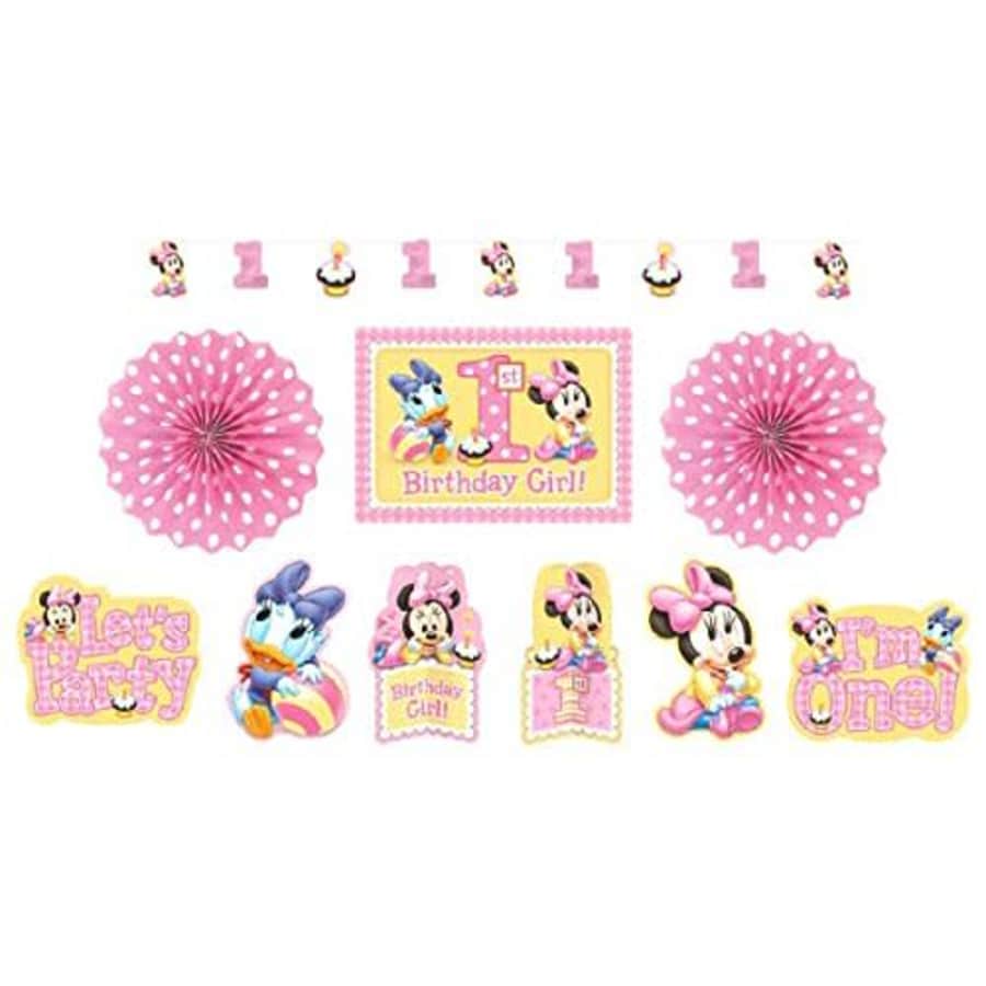 American Greetings Minnie Mouse First Birthday Room Decorating Kit, Party Supplies for $17