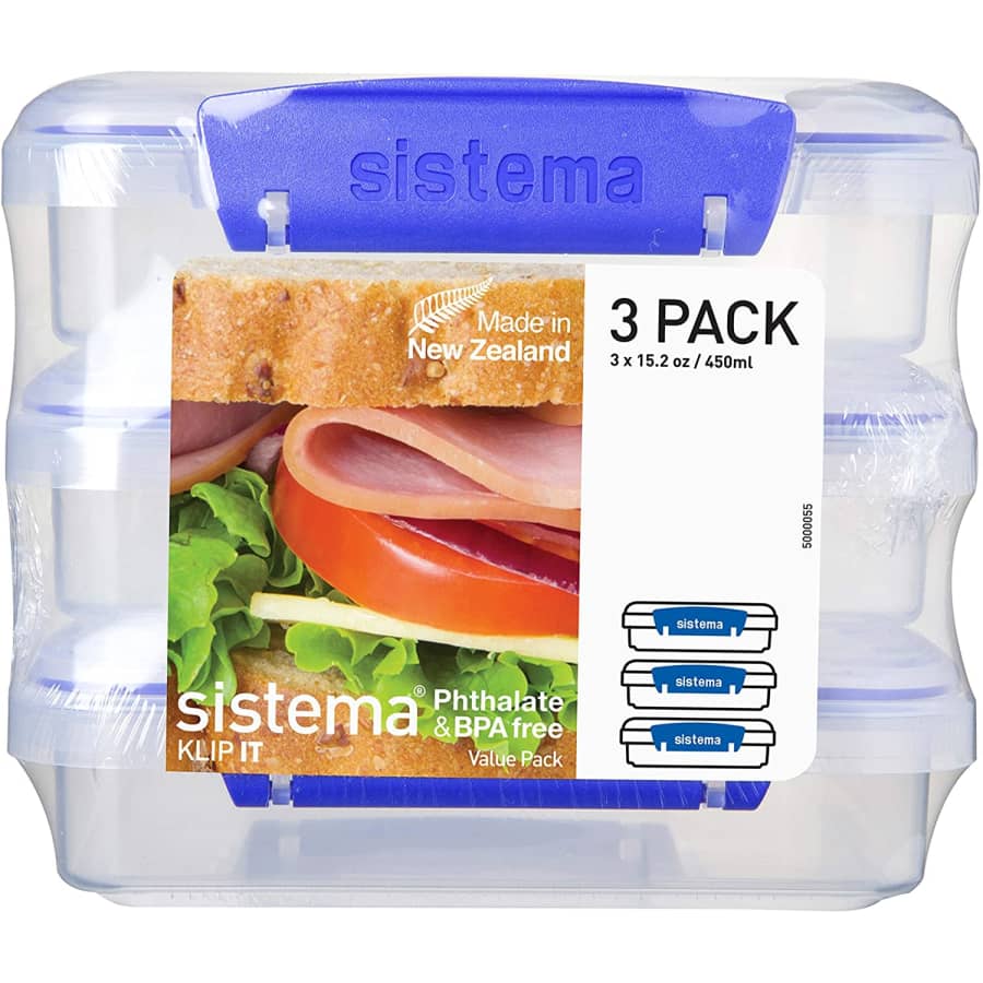 Sistema Klip It Collection 1.9-Cup Sandwich Box 3-Pack for $7 Sistema Klip It Collection 1.9-Cup Sandwich Box 3-Pack for $7