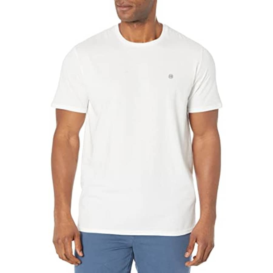 Cubavera Men's Short Sleeve Cotton Beach Front Crew T Shirt, Brilliant White, Medium for $28